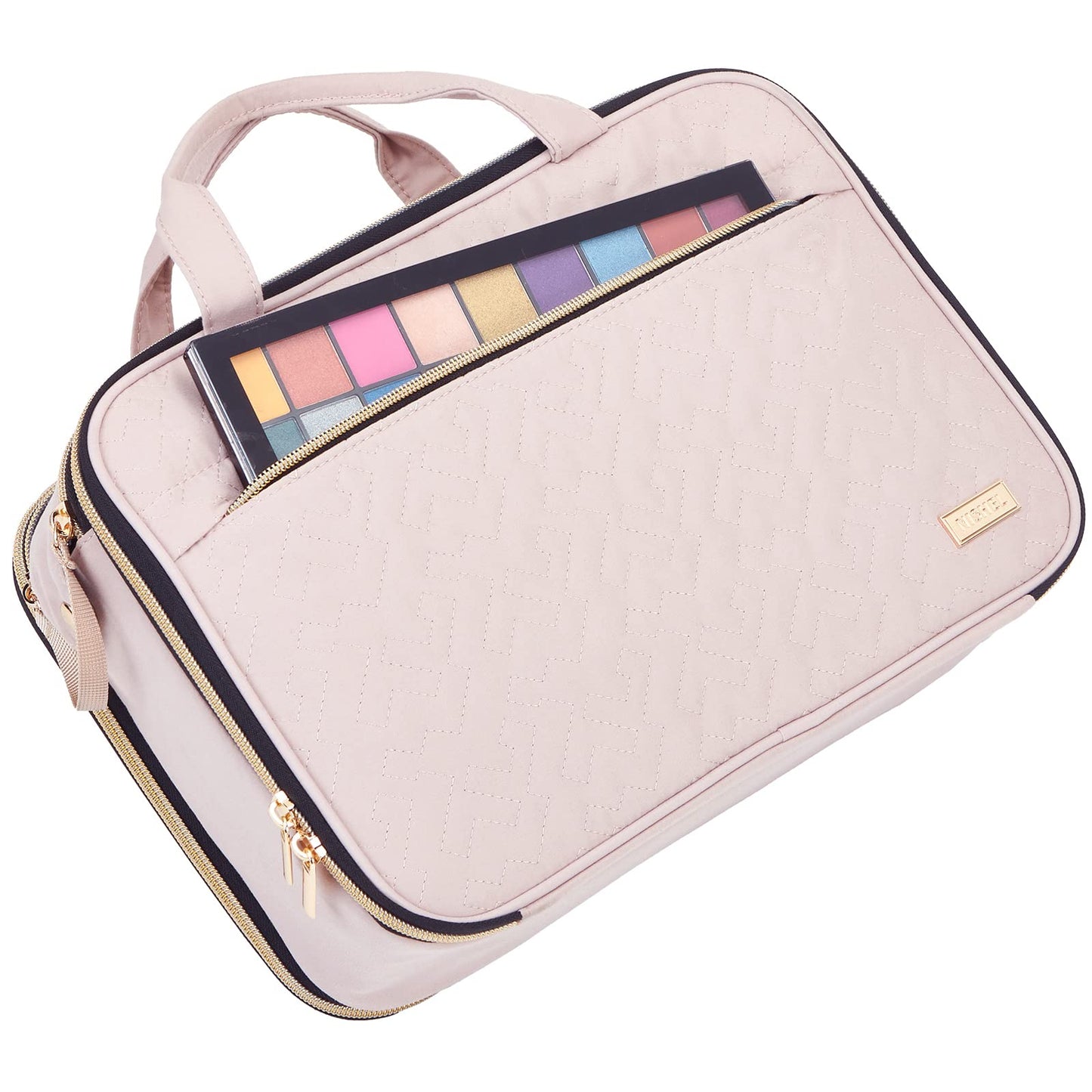 NISHEL Travel Makeup Bag Stand Up, Portable Cosmetic Organizer, Cosmetic Case for Travel-Size Toiletries, Pink