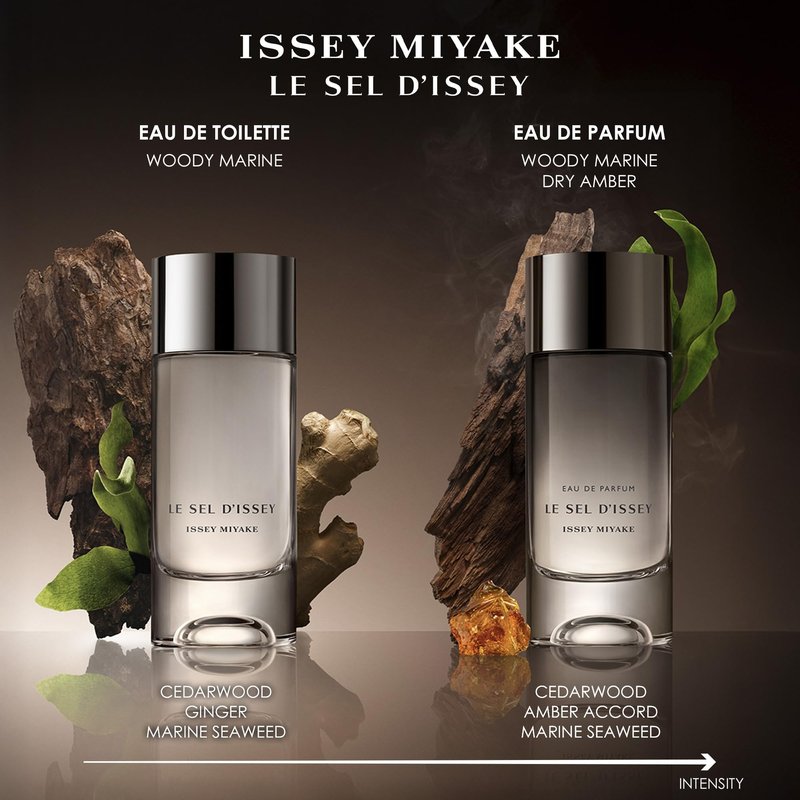 Issey Miyake Le Sel d'Issey Eau de Toilette - Fresh Woody Marine Fragrance for Men - With Salt Accord, Marine Seaweed, Ginger & Cedarwood - 3.3 oz - Refillable