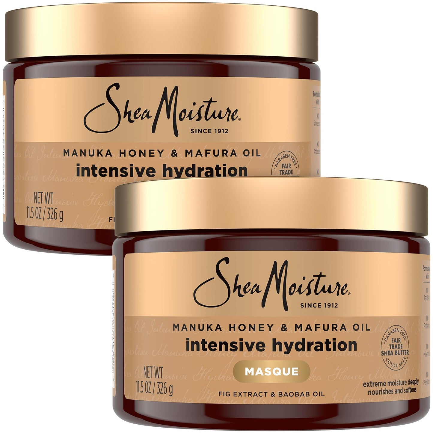 Shea Moisture Hair Mask - Manuka Honey & Mafura Oil for Extra Dry, Damaged Hair | 12 Oz Each, 2-Pack