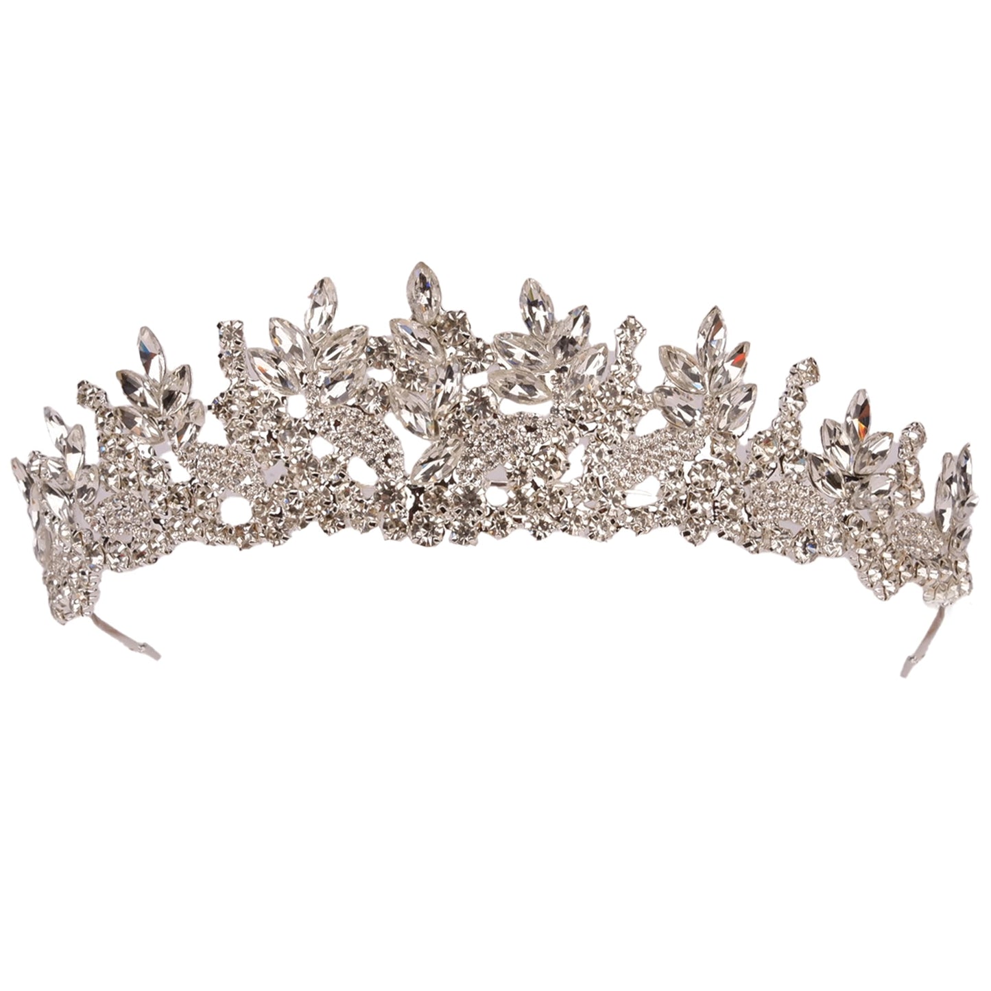 LIMELIA Women's Tiara for Henna Wedding Party|Glitter Hair Accessories for Bridal Birthday Pageant Prom Halloween Costume Christmas Party, Princess Crown|Crystal Stone-Silver