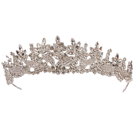 LIMELIA Women's Tiara for Henna Wedding Party|Glitter Hair Accessories for Bridal Birthday Pageant Prom Halloween Costume Christmas Party, Princess Crown|Crystal Stone-Silver