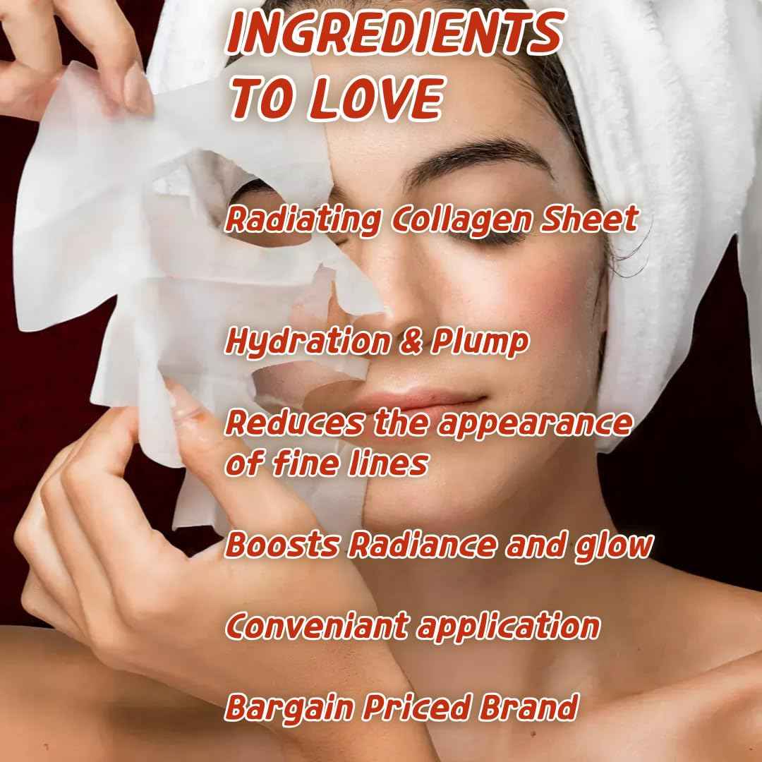 ELT Wellcero Korean Face Masks(4pack 20 Sheet Masks), Brightening Mask, Vitamin C, Anti-Aging Wrinkle Fighting, Deep Collagen Mask, Korean Skin care