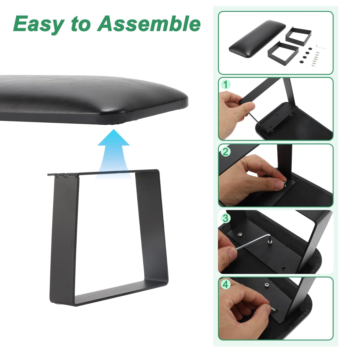 VOCOSTE Arm Rest for Nails Tech, Non-Slip Nail Arm Rest, Manicure Hand Rest with Detachable Brackets, Hand Rest for Nails Tech, Nail Hand Rest, Black