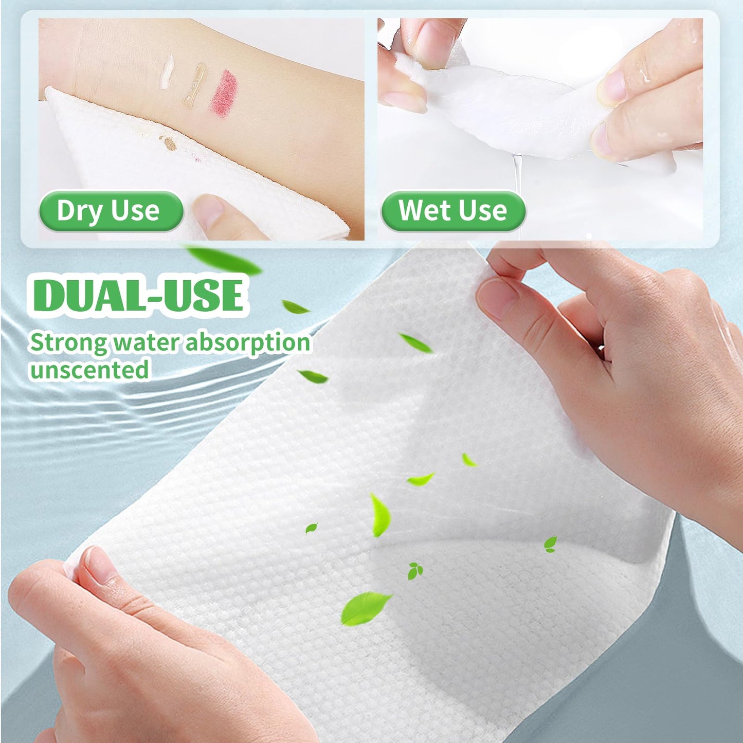 Disposable Face Towel, 600 Count Biodegradable Face Towels, for Washing Soft Cotton Dry Wipes Facial Cloths Towelettes for Washing and Drying