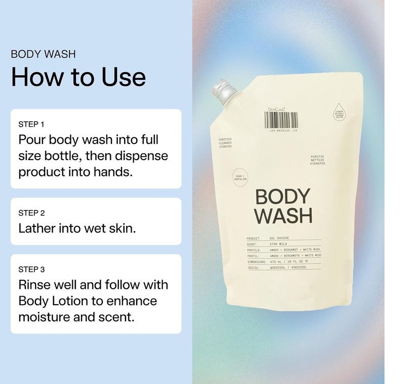 DedCool Body Wash Refill - Hydrating Vegan Formula with Shea Butter & Aloe | 16 fl oz
