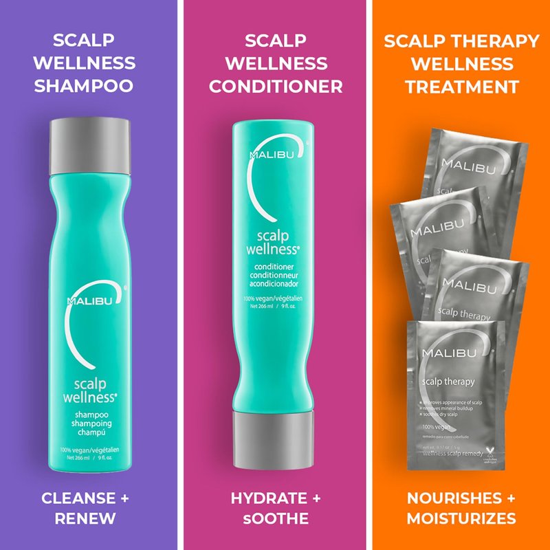 Malibu C Scalp Wellness Hair Shampoo - Sulfate-Free & Moisturizing Shampoo - Nourishing Scalp Care with Sulfate-Free Surfactant Technology (9 oz)