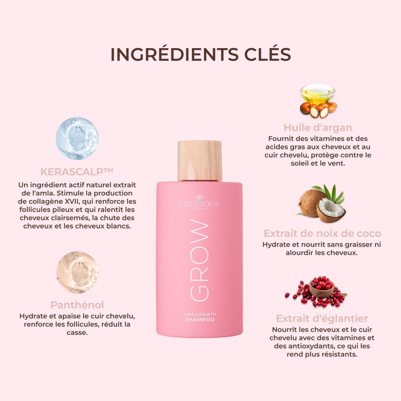 COCOSOLIS Hair Growth Shampoo with Kerascalp & Vitamin E | For Fuller, Healthier-Looking Hair | Vegan - 8 fl oz