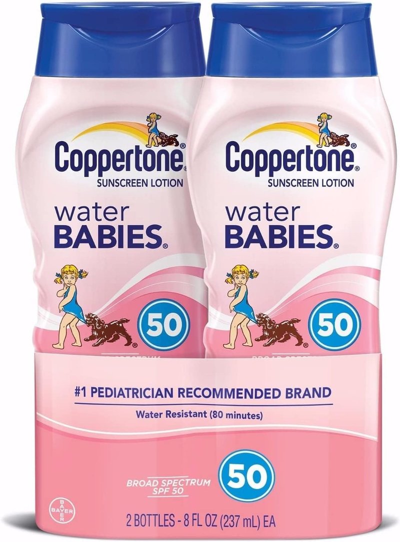 Coppertone Water Babies Sunscreen Lotion - SPF 50, Gentle Formula, 8 oz (Pack of 2)