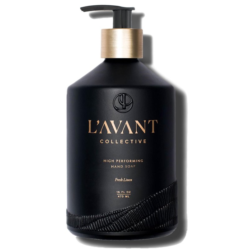 L'AVANT Collective Natural Luxury Hand Soap | Plant-Based, Non-Toxic & Moisturizing, Safe for Kids & Pets, Refillable Glass Bottle with Pump, 16 Fl Oz, Bathroom & Kitchen | Fresh Linen