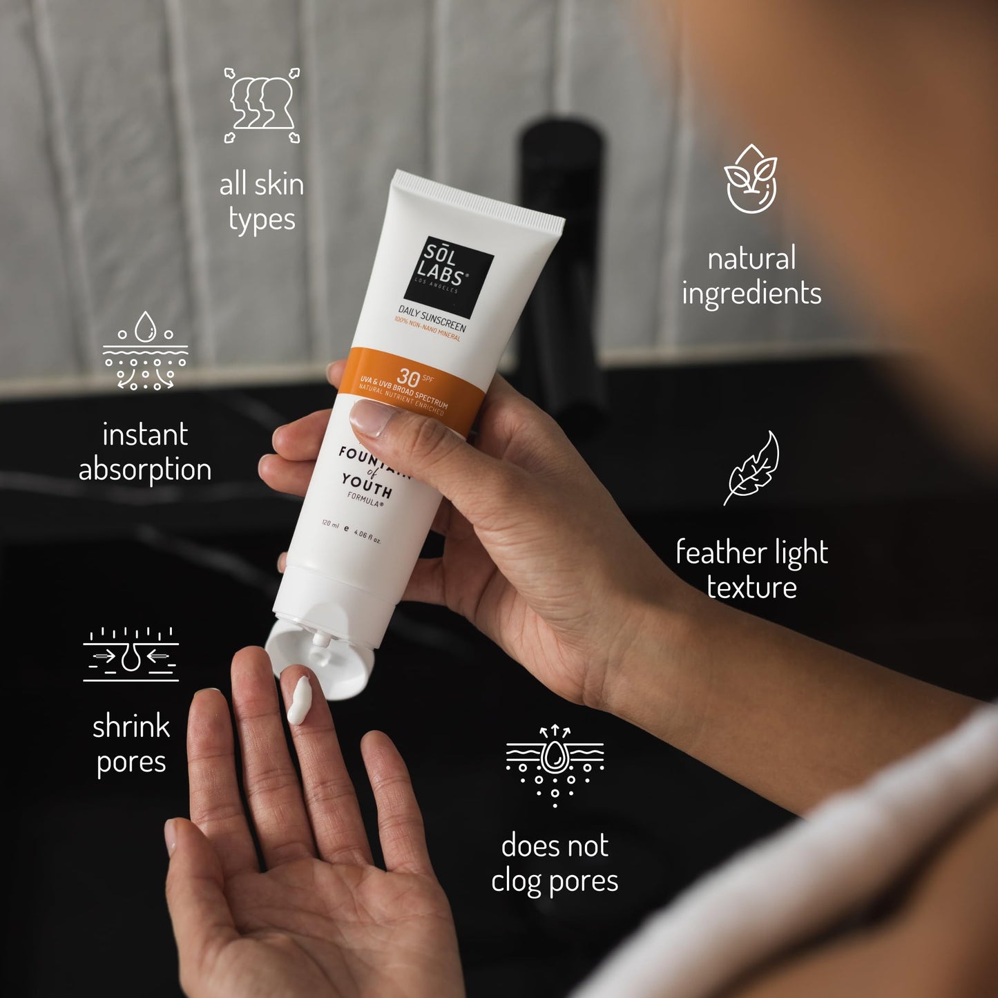SOL LABS Mineral Sunscreen SPF 30 Face & Body - Lightweight, Hydrating Daily Moisturizer - No White Cast - Anti-Aging Formula Niacinamide, Zinc Oxide - Reef Safe Korean Skin Care - Sunscreen Lotion