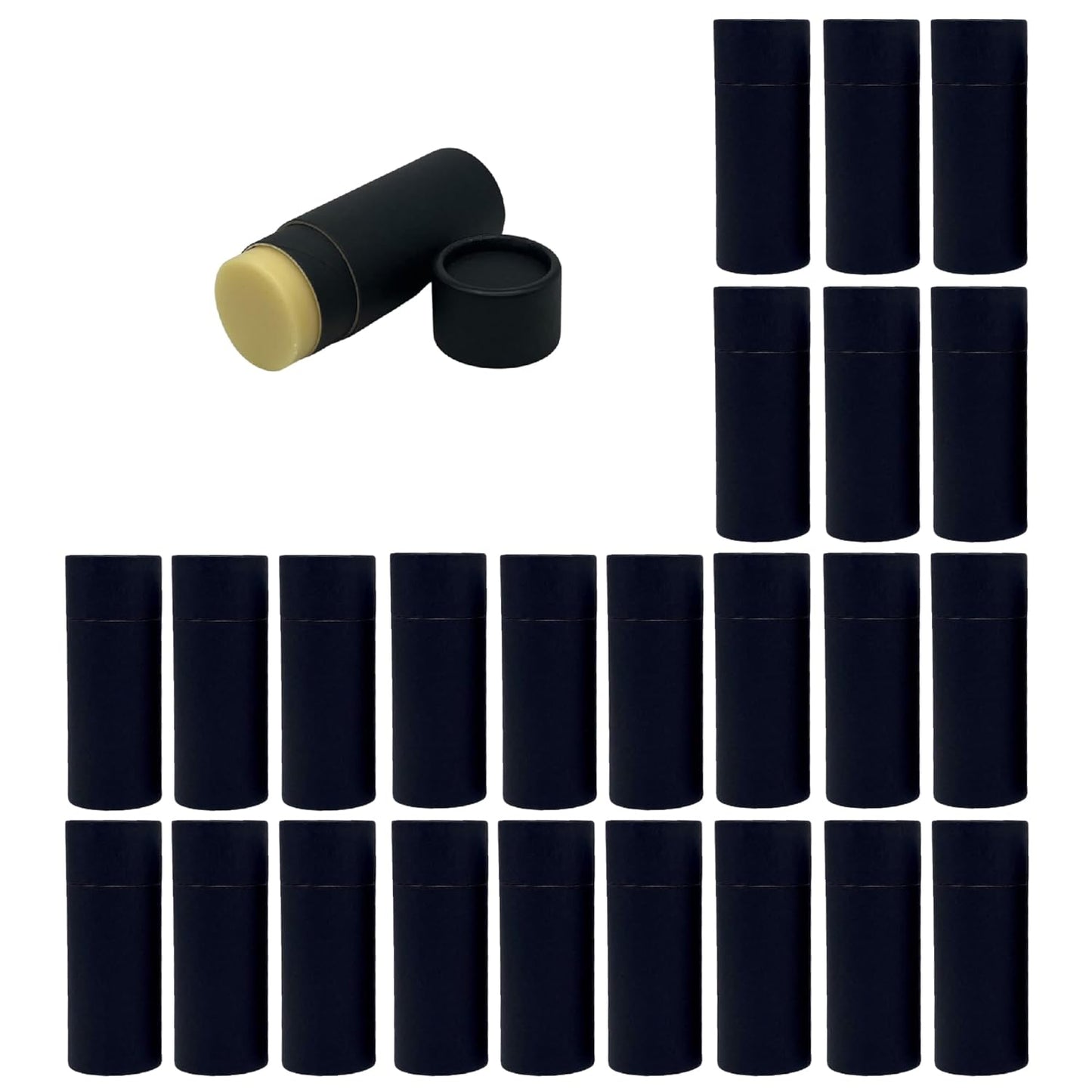 Kraft Paperboard Deodorant Tubes - 2.5oz Refillable Solid Perfume Containers | 25 Pack, Black
