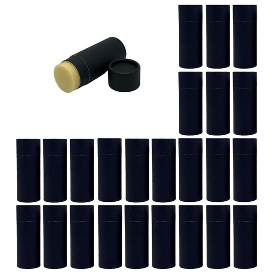 Kraft Paperboard Deodorant Tubes - 2.5oz Refillable Solid Perfume Containers | 25 Pack, Black