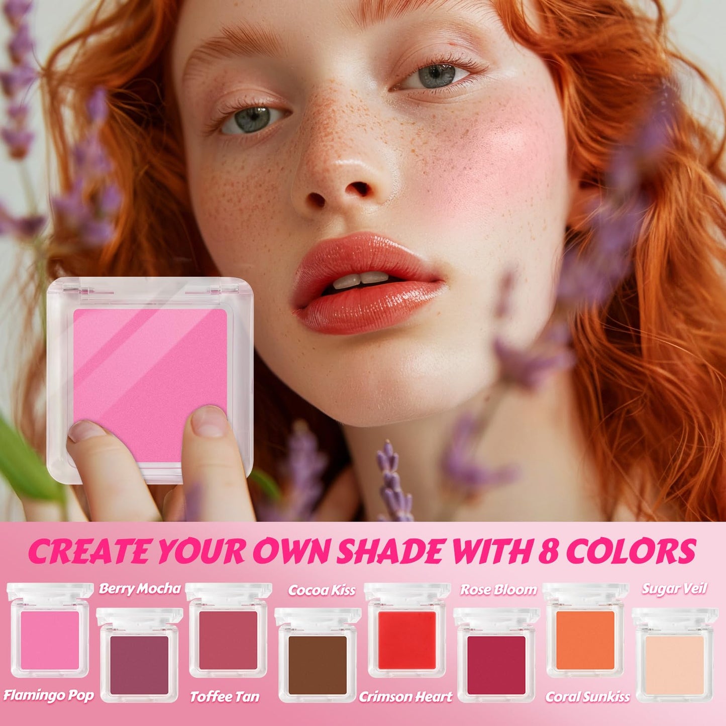 JCOOS DIY Blush Making Kit for Women | Make Your Own Cream Blush Eyeshadow Lip, Dewy Finish with Beeswax & Sweet Almond Oil, 8 Colors Pigment, Includes Puff Makeup