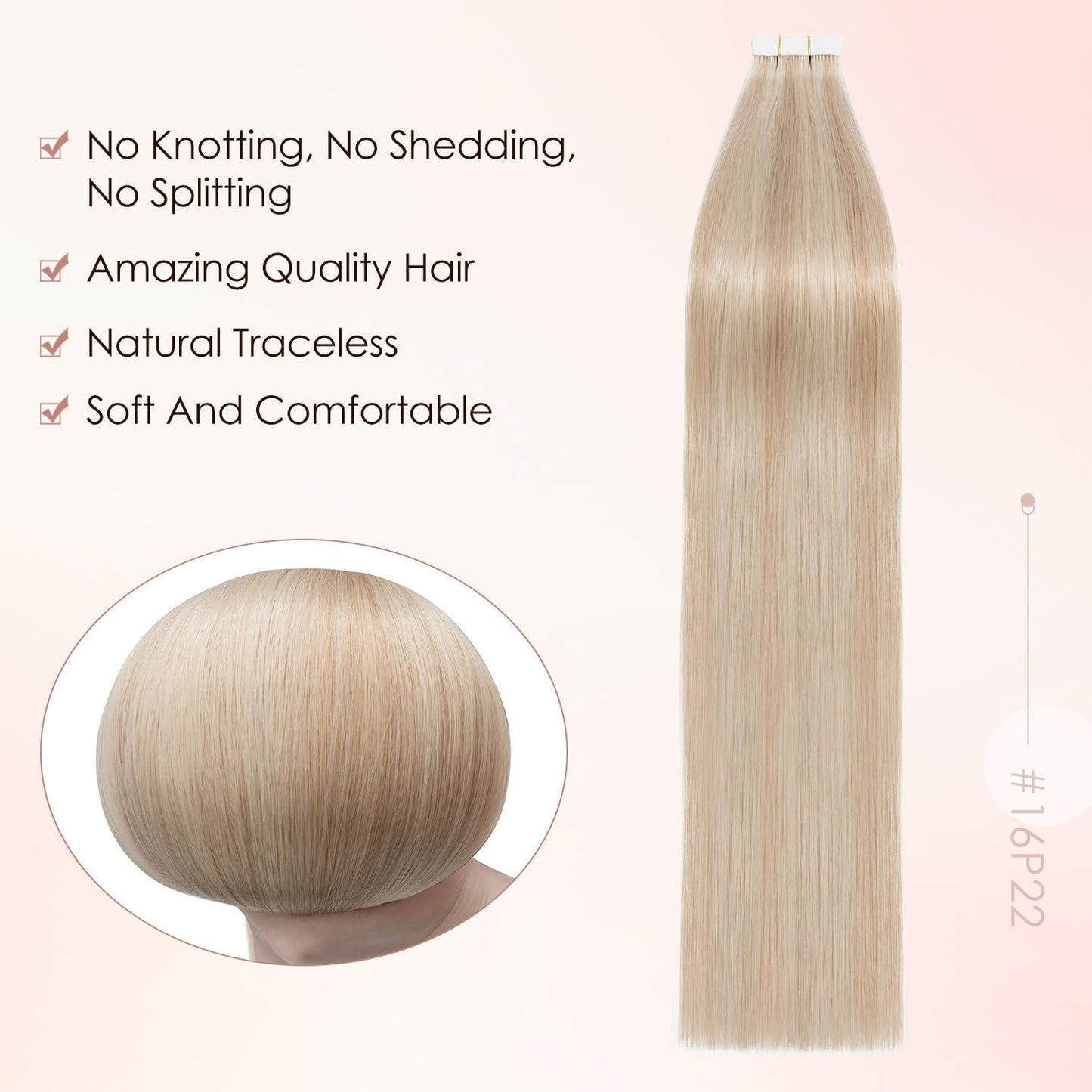 Human Hair Tape in Extensions-Double Stitched,SLEEKALON Free-cut Mini Tape ins Real Hair Extension Jet Black Invisible Seamless Straight Double Side Tape Hair Extension-20 Inch,20pcs 50g,#01