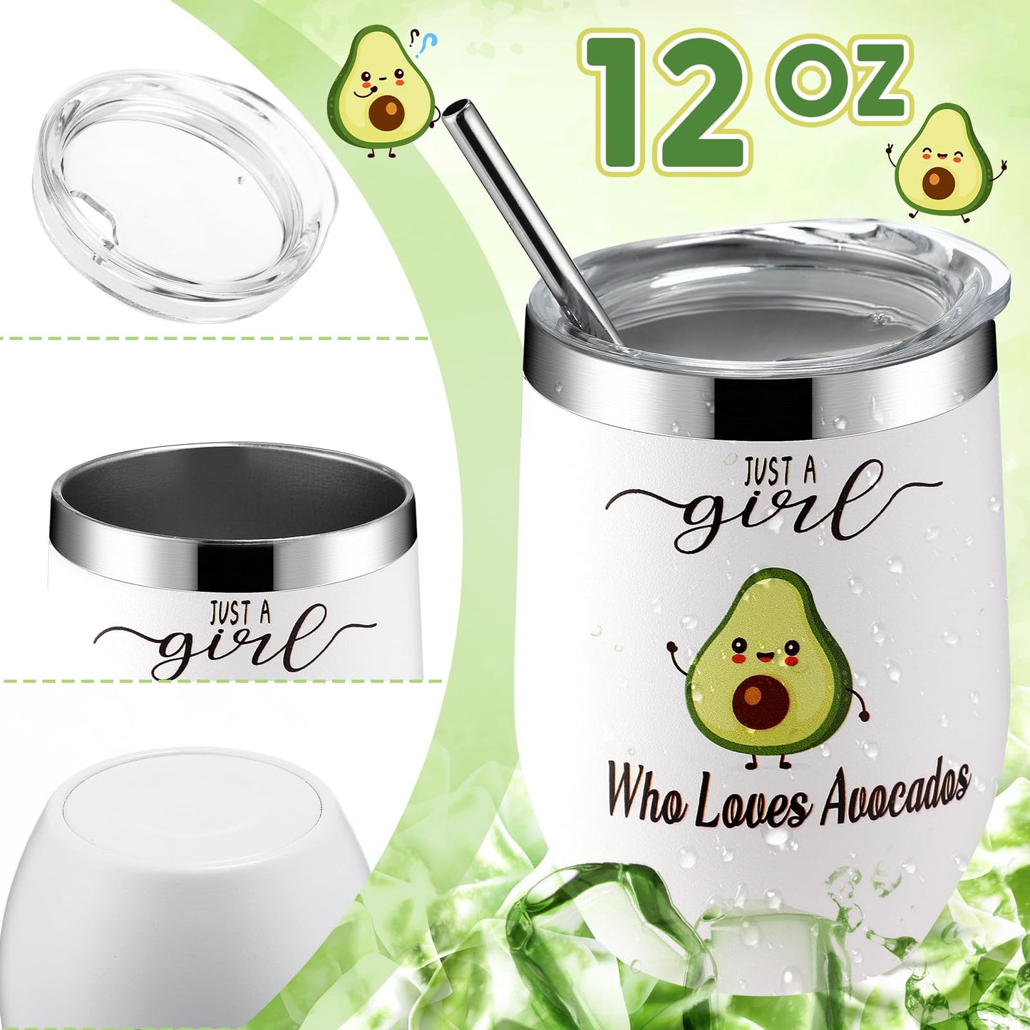 Singhoow 6 Pcs Funny Gift Baskets for Women Girls Pickle Avocado Socks with Vegetable Animals Makeup Bag Insulated Tumbler Keychain Greeting Card Pen for Christmas Birthday Party(Avocados)