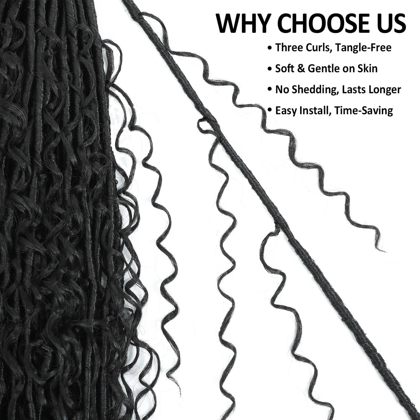 9 packs Boho Faux Locs Crochet Hair, 30 Inch, Natural Black Pre Looped Goddess Soft Locs Crochet Hair with Curly Ends, Bohemian River Locs for Black Women(1B#, 30 Inch)