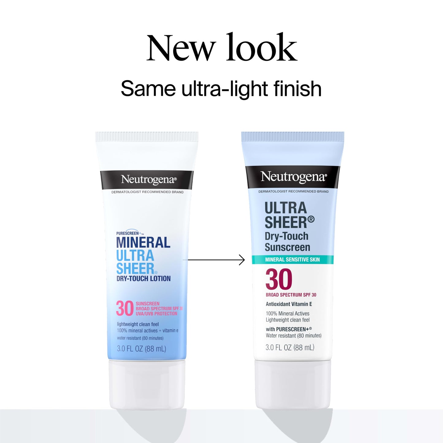 Neutrogena Ultra Sheer Dry-Touch Mineral Sunscreen For Face & Body, SPF 30 Broad-Spectrum UVA/UVB Protection, Titanium Dioxide & Zinc Oxide Sunscreen, Oxybenzone-Free, 3.0 fl. oz