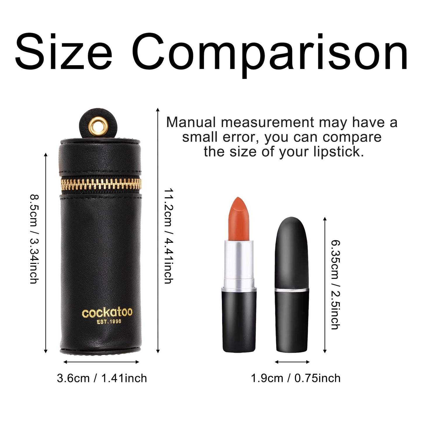 Cockatoo Nappa Leaeher Zipper Lipstick Case with Keychain Chapstick Holder Keyring (LEMON BUTTER)