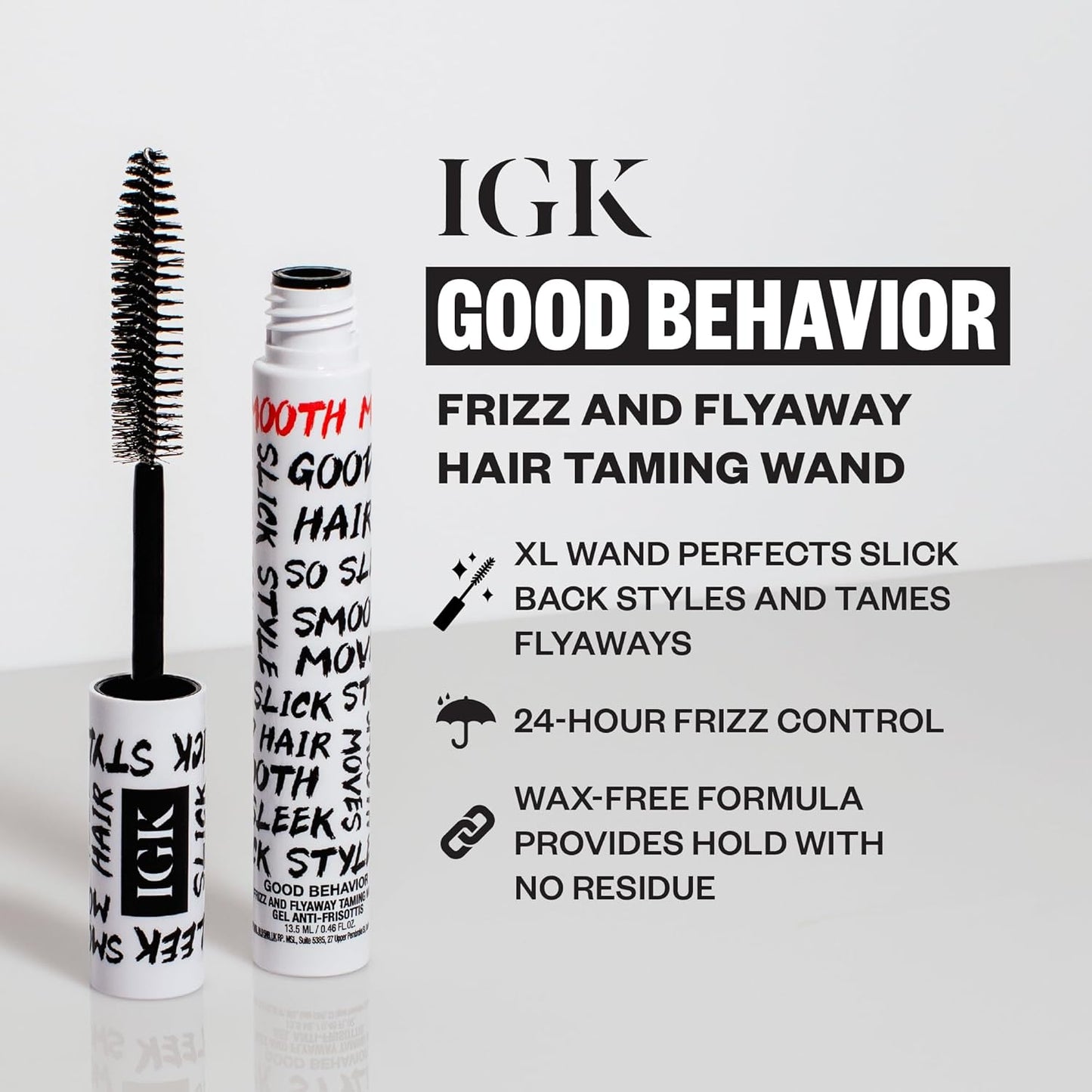IGK Good Behavior Frizz & Flyaway Hair Taming Wand - Lightweight Gel Control Stick for Smooth, Sleek Hair | 0.24 oz