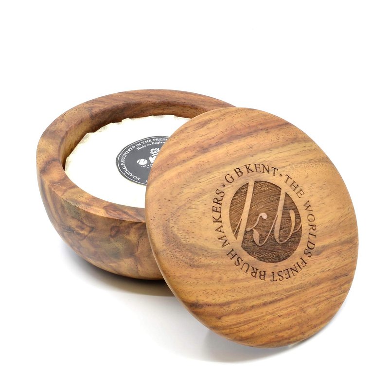 Kent SB6 Men's Shaving Soap Bowl - Dark Oak Wooden Bowl | 4.23 oz Moisturizing Shave Soap Puck for Irritation-Free Shaving