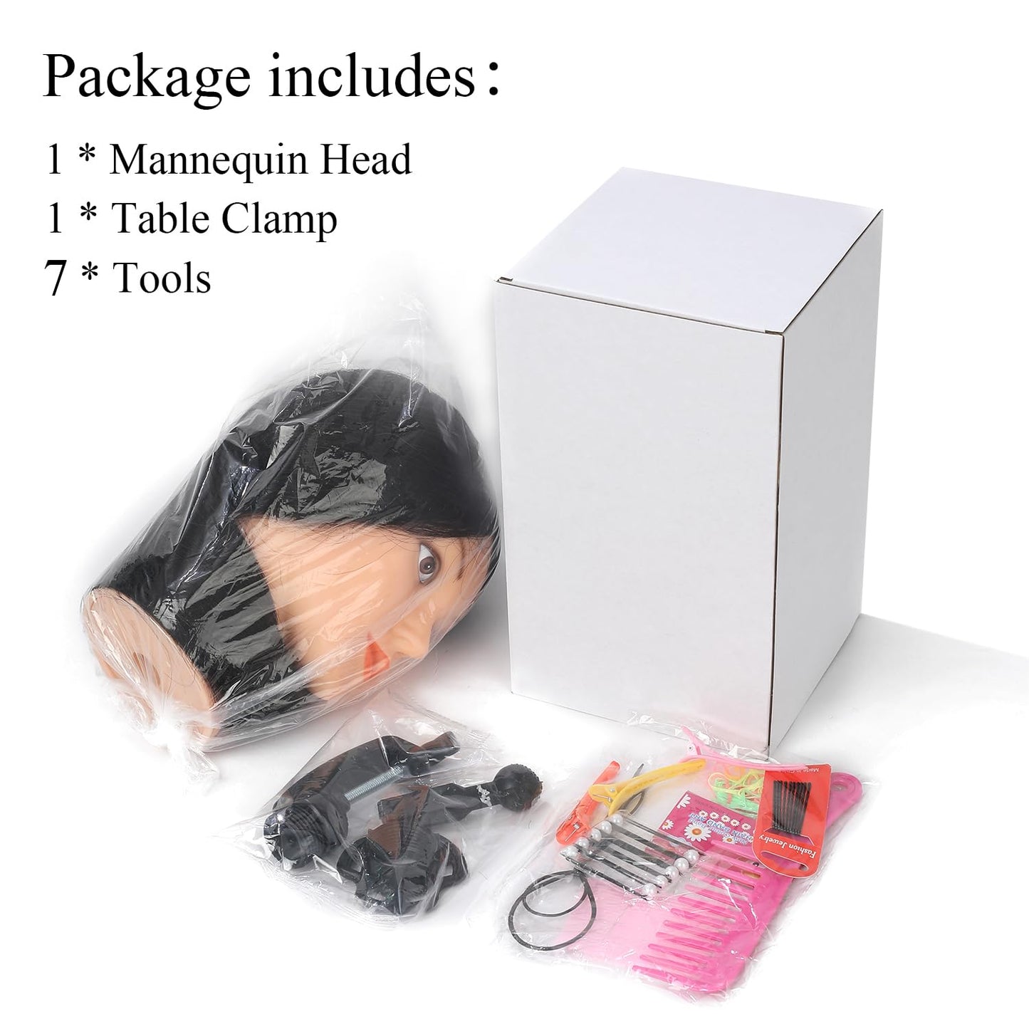 Human Hair Mannequin Head for Hair Practice - 20-22 Inch Cosmetology Doll with Clamp | Natural Black