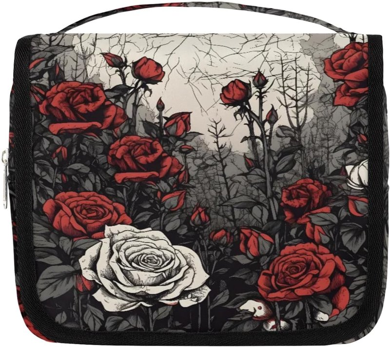 Travel Toiletry Bag - Rose Hanging Cosmetic Organizer for Kids & Adults | Durable Makeup & Shaving Kit with Sturdy Hook