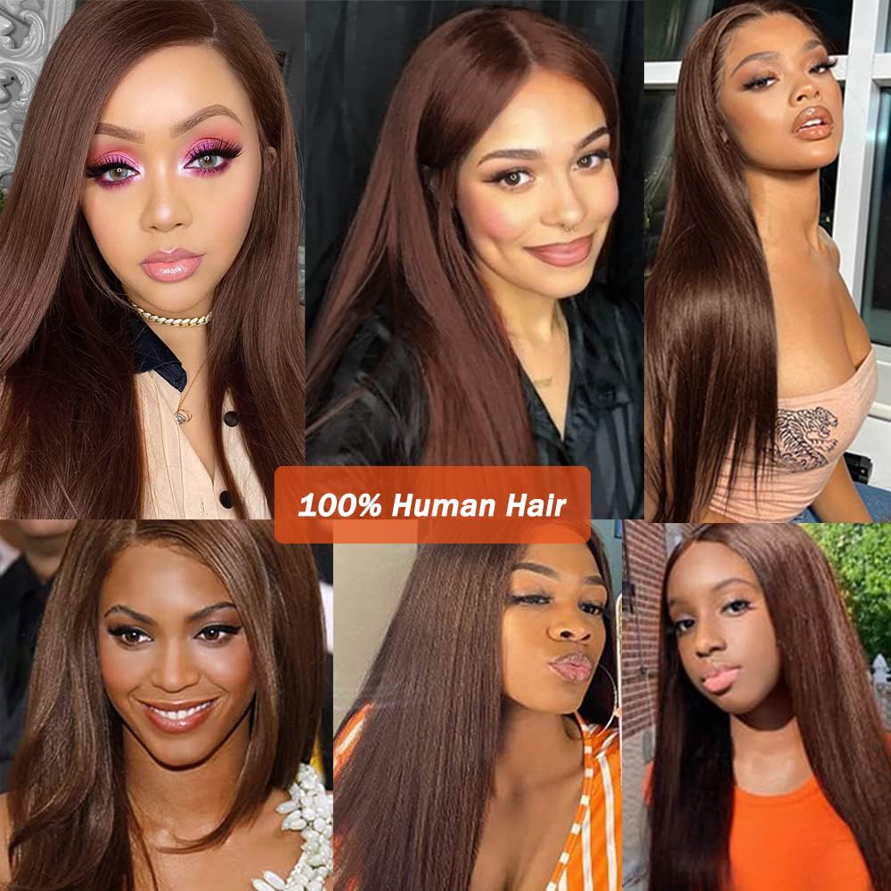 Kafeier 5x5 Chocolate Brown Closure 4# 100% Human Hair Pre Plucked With Baby Hair stright Closure 5 by 5 Lace frontal 12 Inch