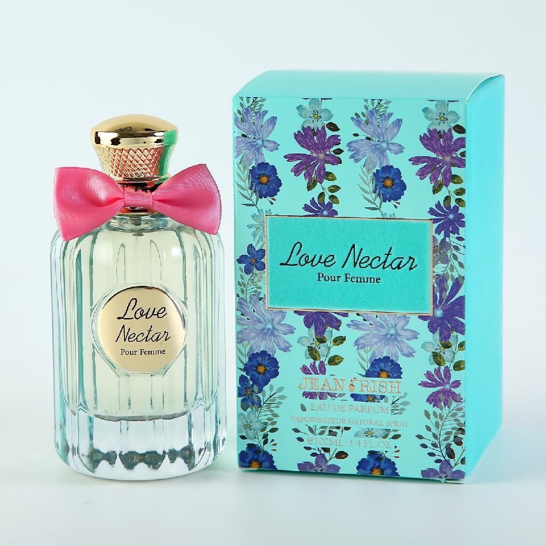 Jean Rish Love Nectar Perfume for Women Eau De Parfum, Long-Lasting Luxury Fragrance, Made In USA - Jasmine, Vanilla, Patchouli, Musk Scent - 100ml / 3.4 oz
