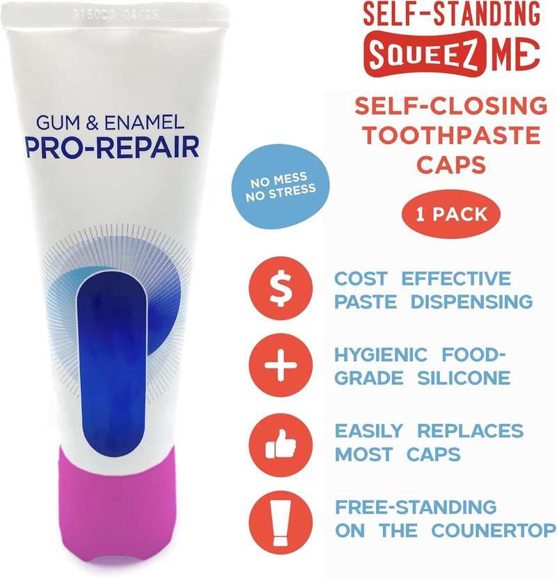 Chrome Cherry | Self-Closing Toothpaste Caps - No Mess Silicone Dispenser for Kids & Adults, Pink, Pack of 1