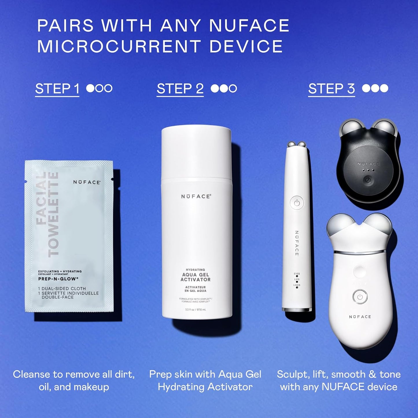 NuFACE IonPlex Aqua Gel Activator - Microcurrent Facial Conductive Gel with Hyaluronic Acid | 3.3 oz for 24-Hour Hydration