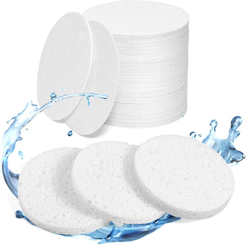 Compressed Face Sponges - 60-Count Reusable Natural Cellulose Facial Cleansing Pads | Travel Essentials for Exfoliating & Makeup Removal