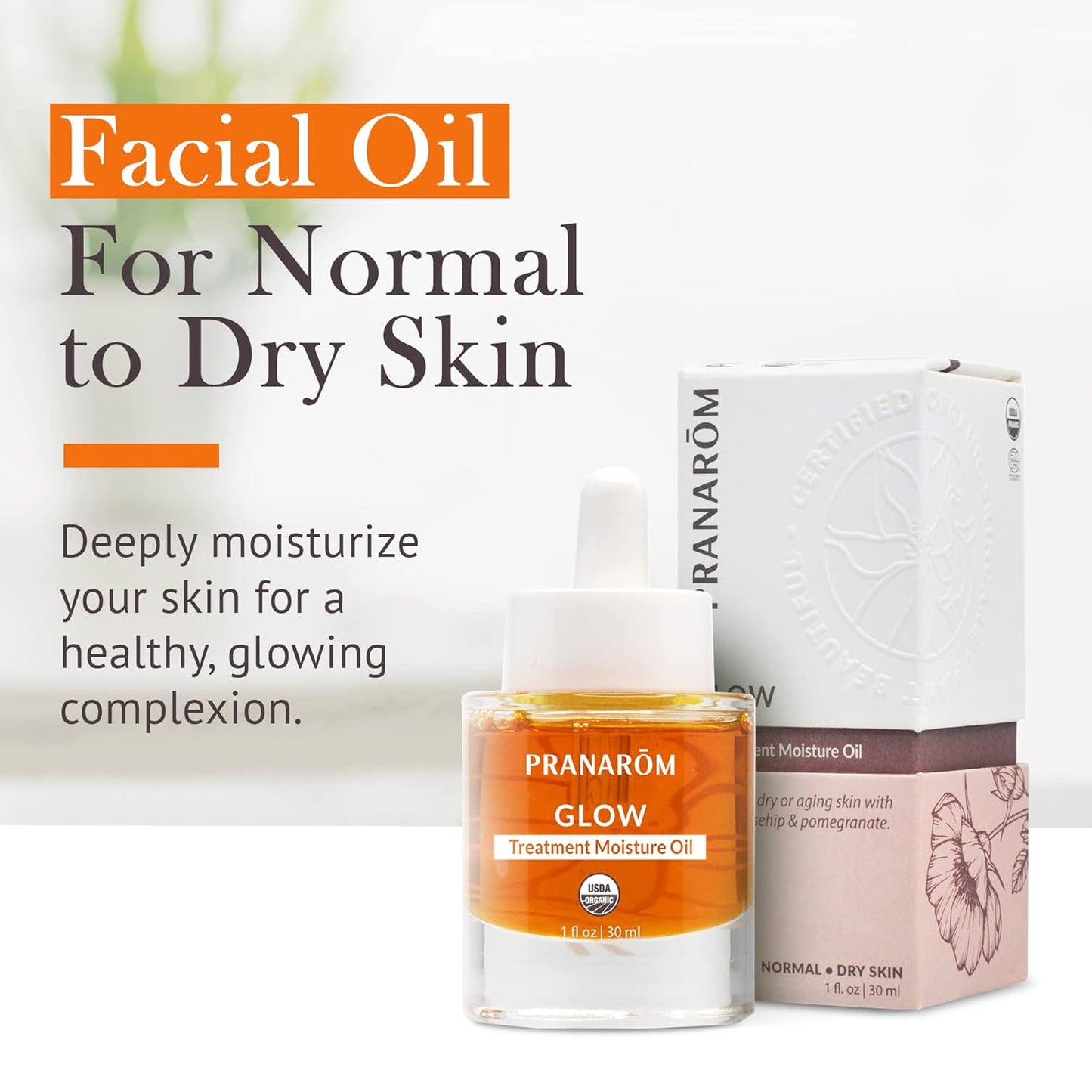 Pranarom Glow Treatment Moisture Oil - 100% Pure Essential Oil for Dry Skin | 1oz (30ml)