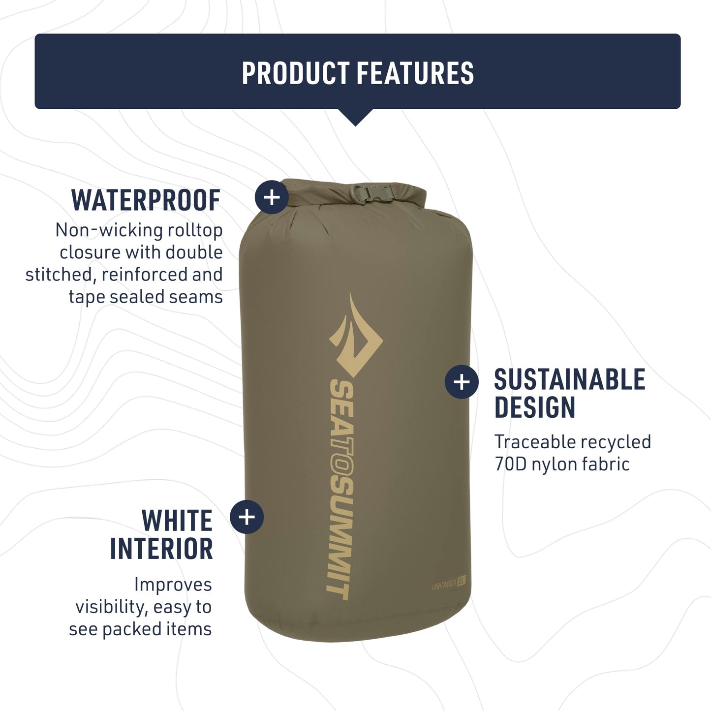Sea to Summit Lightweight Dry Bag, Multi-Purpose Dry Storage, 20 Liter, Olive Green