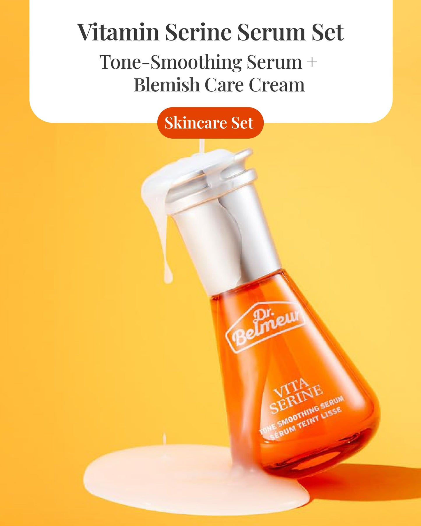 Dr. Belmeur Vitamin Serine (Serum Set, 2.5fl oz, 3 Pieces) - Lightweight Ampoule for Healthy, Clear Complexion. Korean Skincare by LG Beauty. Vitamin C & B3, Provitamin B5