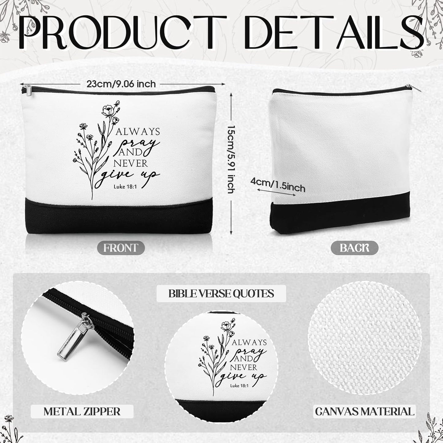 Christian Gifts for Women - 20 Inspirational Canvas Makeup Bags & Mini Bible Verse Mirrors | Bulk Set for Church, Mom, Pastor, Sunday School