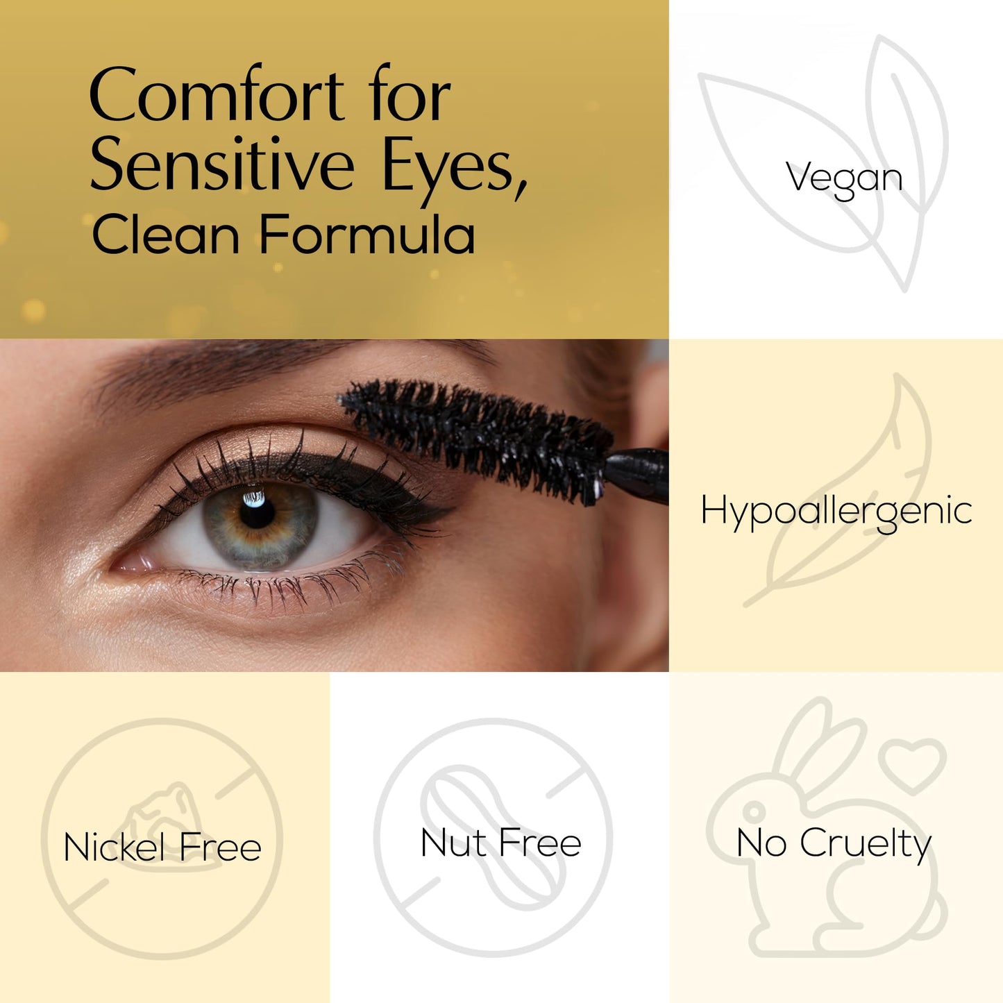 EpiLynx by Dr. Liia Volumizing Vegan Mascara – Lengthening Black Mascara for Bold, Defined Lashes, Smudge-Proof, Waterproof, Gluten-Free, Cruelty & Paraben-Free (Gold Diamond Case)
