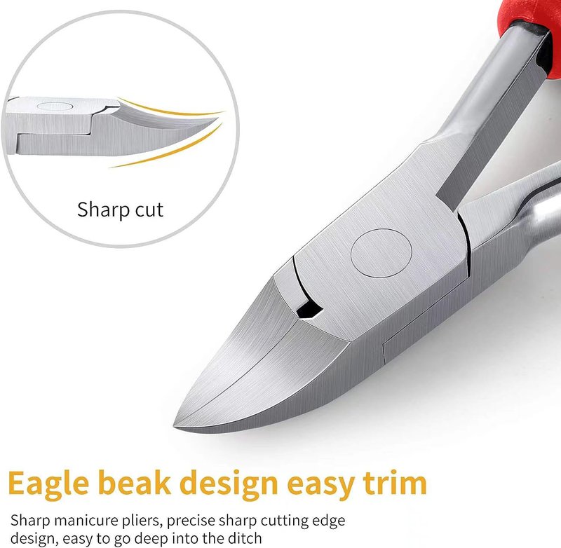 Aogeili Ingrown Toenail Clippers Kit, Professional Thick & Ingrown Toe Nail Clippers for Seniors Men & Women, Stainless Steel Super Sharp Curved Blade Pedicure Nipper with Ingrown Lifter Tool (Red)