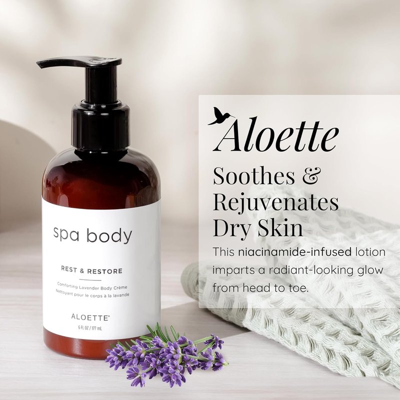 Aloette Lavender Body Cream - Niacinamide-Infused Moisturizer for Dry Skin | Shea Butter & Aloe Vera, 8 oz