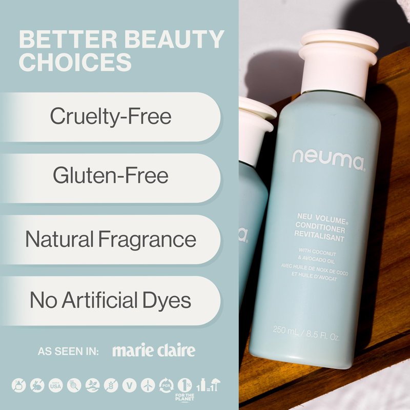 Neuma Neu Volume Conditioner 8.5 Fl. Oz. Fennel, Ylang Ylang, Patchouli, and Vanilla Scent, Moisturizing Conditioner Sulfate Free Paraben Free