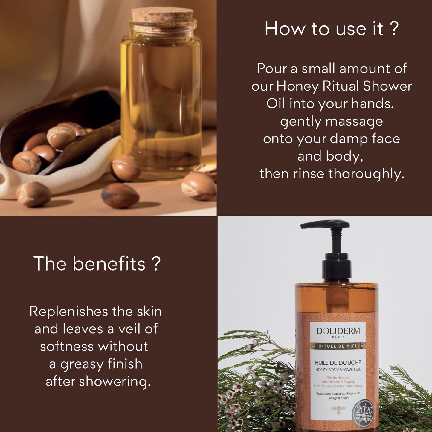 Doliderm Paris - Rituel de Miel - Honey Shower Oil, 33.8 Fl Oz
