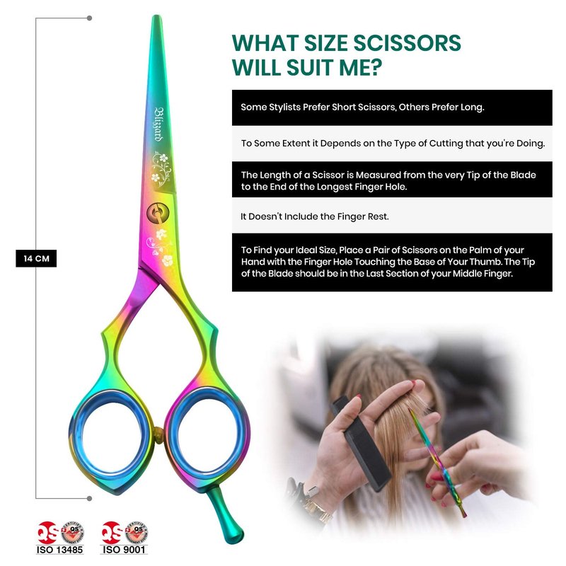 Blizzard Professional Hair Cutting Scissors – 5.5 inch VG10 Cobalt Haircut Shears with Razor Sharp Blades - Rainbow Finish Barber Hairdressing Travel Case for Salons & Home Use