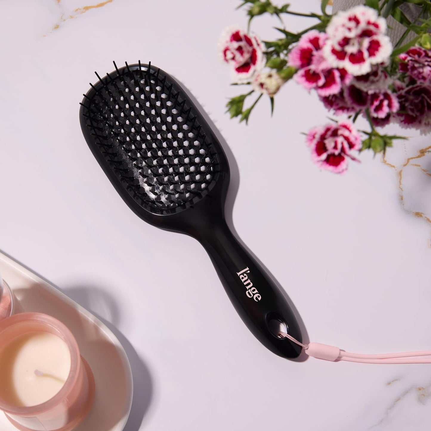 L'ANGE HAIR Detangling Vented Brush - Flexible Bristles for Wet/Dry Hair | Ergonomic Design for All Hair Types (Black)