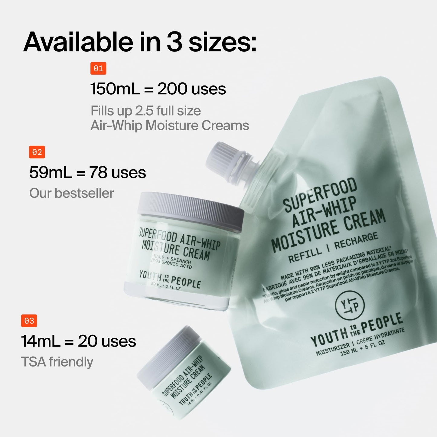 Youth To The People Superfood Air-Whip Moisture Cream Full Size - Kale + Green Tea Hyaluronic Acid Face Moisturizer, Smooths + Hydrates Up to 48HR with Dewy Glow, Non-Greasy Lightweight Gel - 2 fl oz