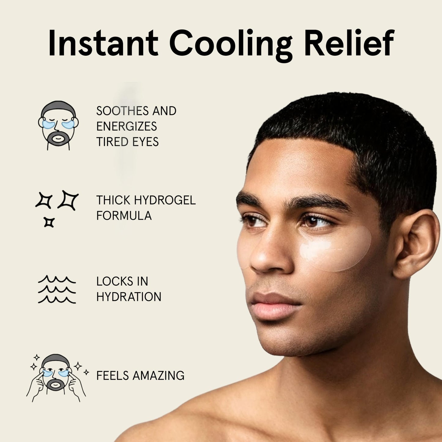 JAXON LANE BRO MASK Under Eye Patches for Men - Cooling Eye Patches for Dark Circles and Puffiness with Caffeine, Niacinamide, Hyaluronic Acid (6 x 1 Pairs)