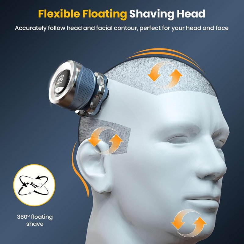 7D Head Shaver - Upgraded Magnetic Electric Razor for Bald Men | IPX7 Waterproof, Rechargeable Wet/Dry Shaving for Scalp, Face, Beard, Body