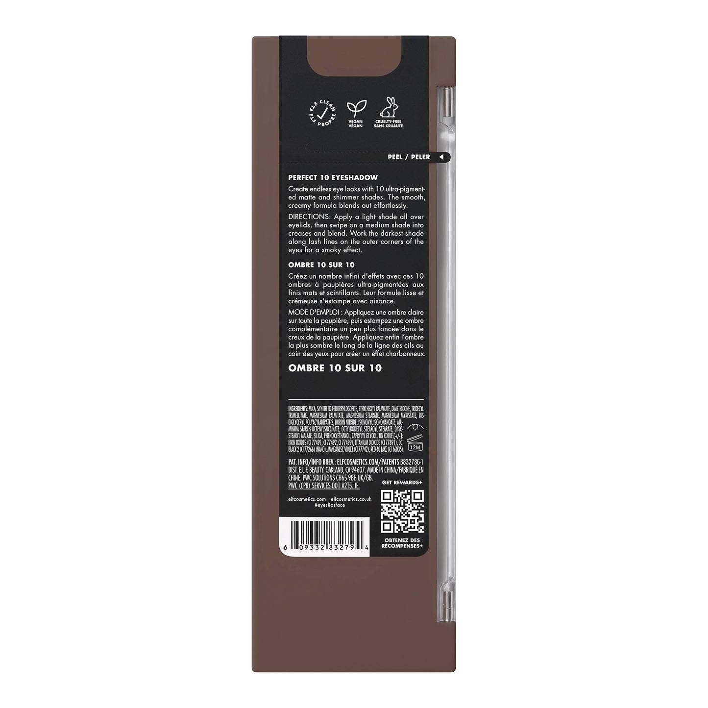 e.l.f. Perfect 10 Eyeshadow Palette, Ten Ultra-pigmented Nude Shades, Blendable Formula, Vegan & Cruelty-free, Everyday Smoky (Packaging May Vary)