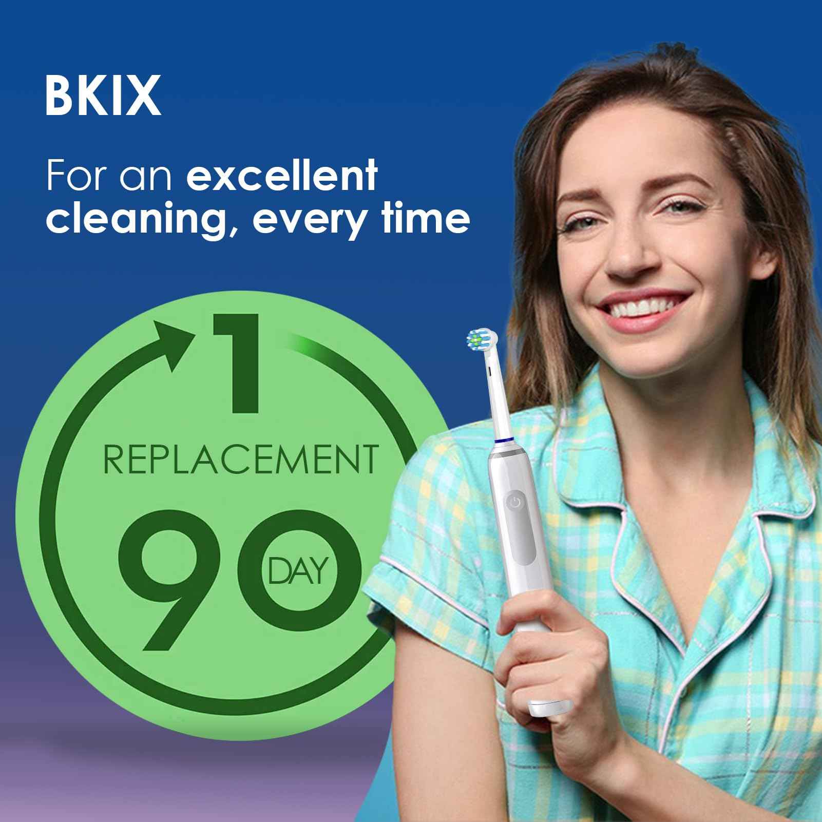 Replacement Toothbrush Heads Compatible with Oral B, Cross Sensitive Electric Brush Head Refills for Pro 1000 Genius X Smart 1500, Medium Softness Round Brush Head by BKIX