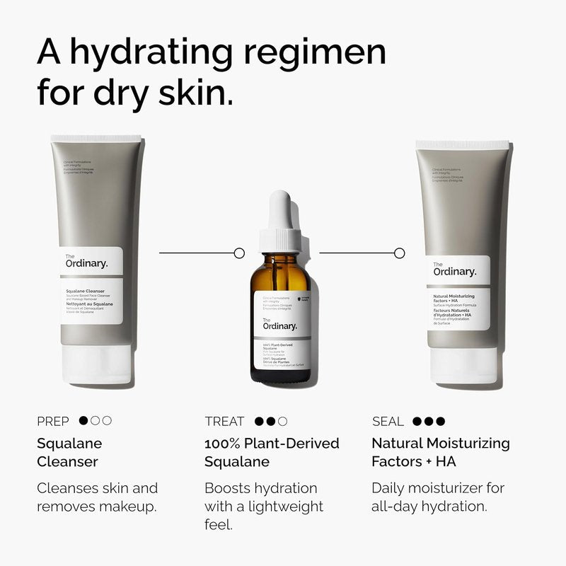 The Ordinary 100% Plant-Derived Squalane - Lightweight Hydration & Moisture Barrier Support | 1 Fl Oz