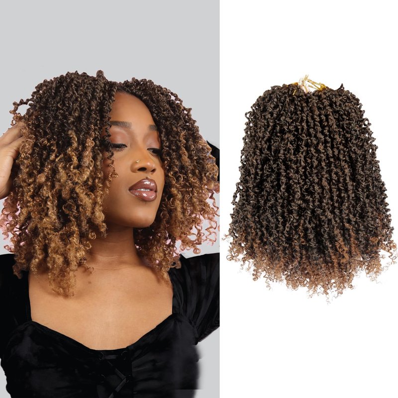 Yanky Twist Crochet Hair 9 Packs (270 Strands) - Pre-looped Crochet Hair, Pre-Twisted, Tangle-Free, Lightweight Crochet Braids Synthetic Hair Extensions for Women (1B, 8 Inch)