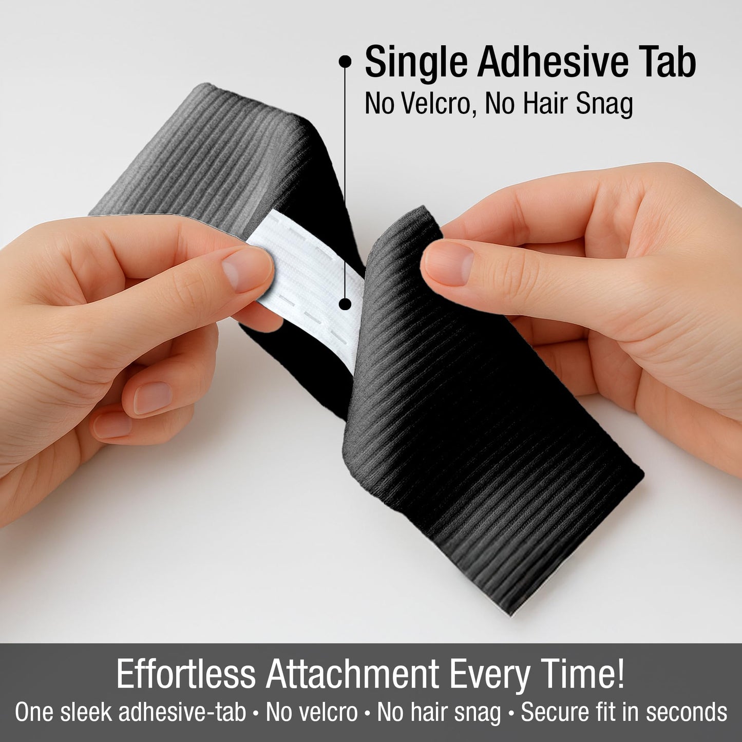 APPEARUS 100 Ct. Disposable Spa Facial Headbands with Convenient Closure (Black)